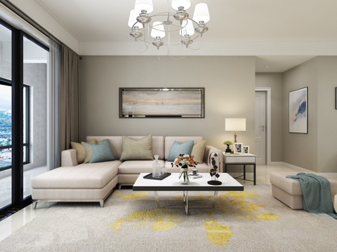  北欧现代客厅 北欧客厅 简约风格3d模型 