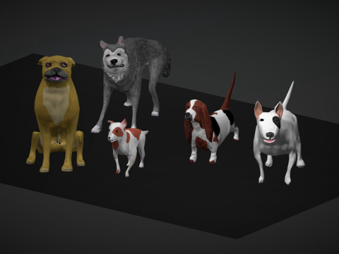 低多边形狗包su模型