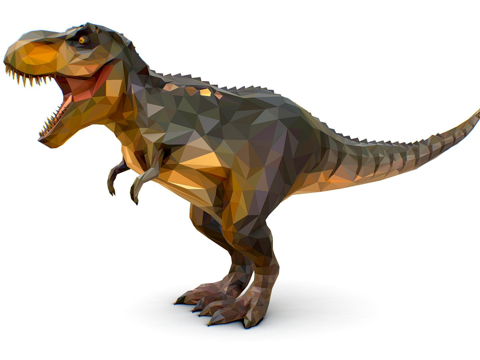 恐龙霸王龙低多边形艺术风格su模型