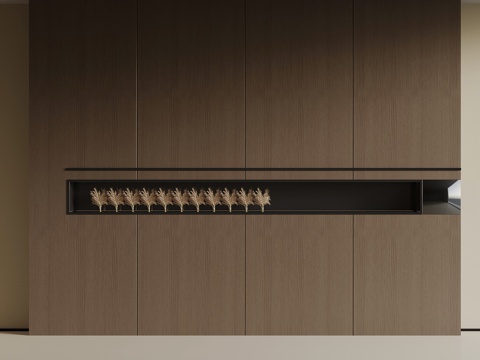 现代意式装饰柜 墙板su模型