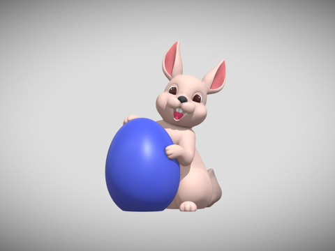 快乐复活节兔子3D版-带毛发su模型