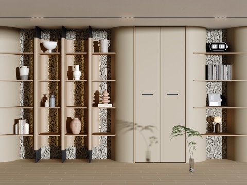 现代装饰柜 书柜su模型