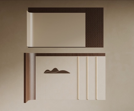 中古风背景墙su模型