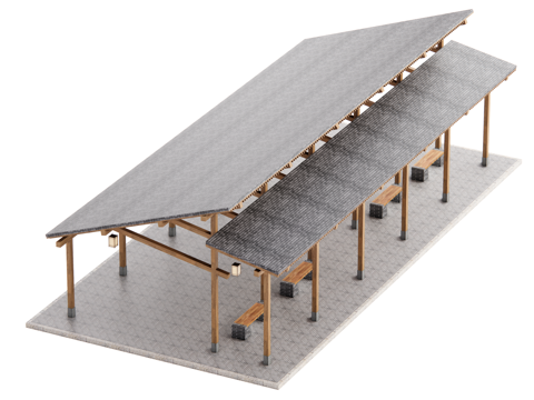 新中式廊架su模型