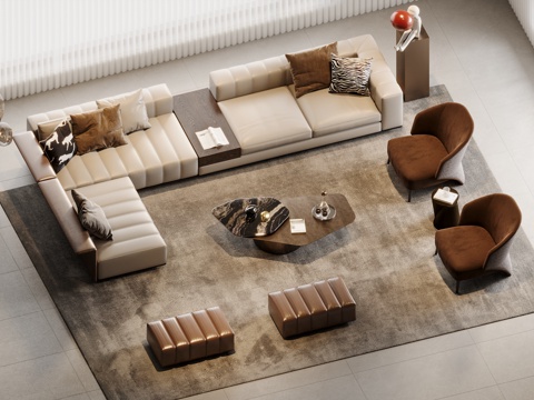 现代意式沙发组合su模型