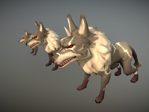 埃及狼冠军包-手绘低多边形su模型