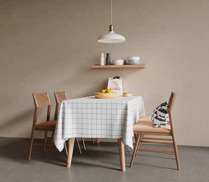 现代餐桌椅 侘寂风茶桌椅su模型