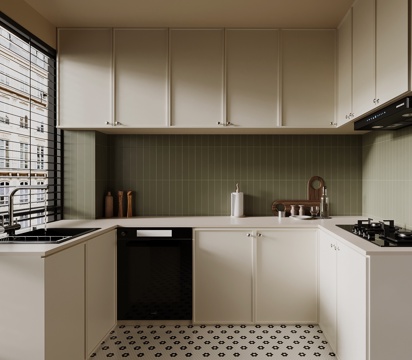 中古风厨房su模型