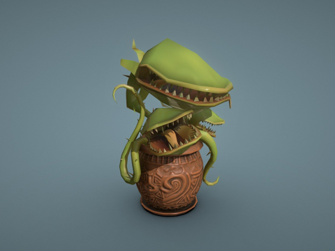 低多边形植物挑战-食肉花su模型