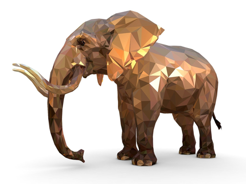 大象低多边形艺术非洲动物su模型