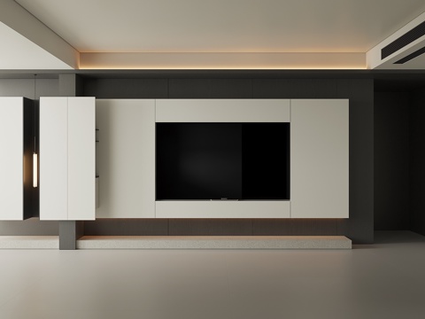 现代电视背景su模型