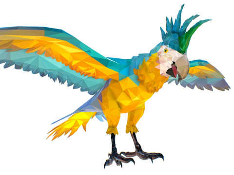 低多边形艺术蓝色鹦鹉鸟su模型