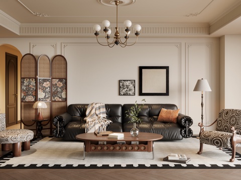 法式中古客厅 沙发组合su模型