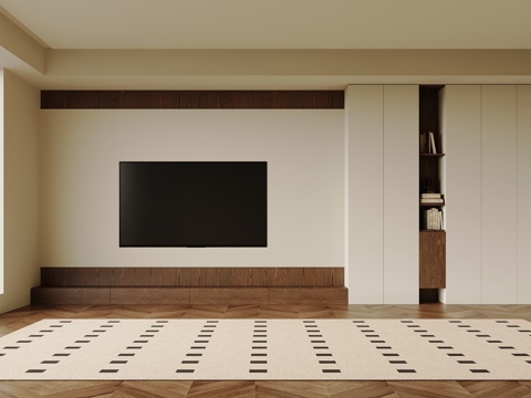 中古风电视背景墙 酒柜su模型