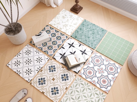 现代拼花瓷砖su模型