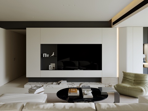 现代家居客厅su模型