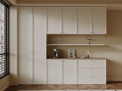 中古风酒柜 餐边柜su模型