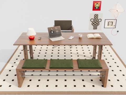 中古风书桌su模型