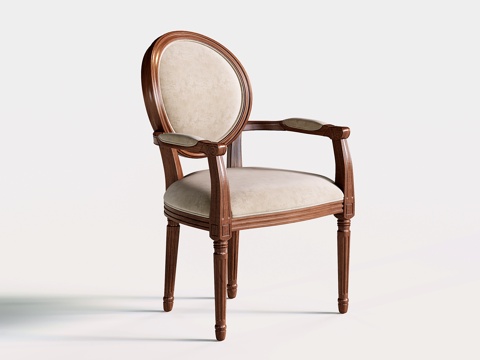 法式单椅 复古餐椅 实木椅su模型