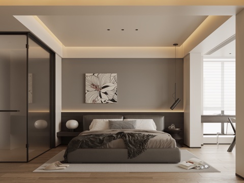 现代卧室su模型