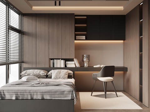 意式榻榻米卧室su模型