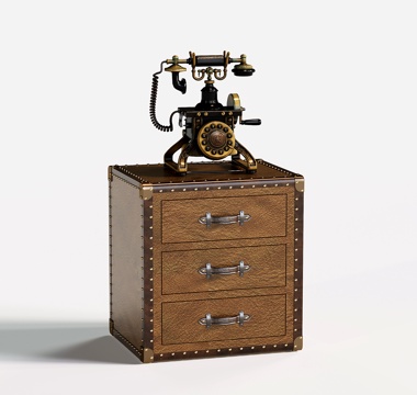 美式复古床头柜 角几柜 边几 箱子储物柜su模型