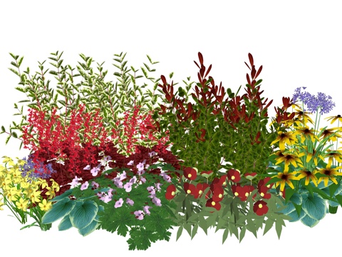 现代花卉植物堆景观组合su模型