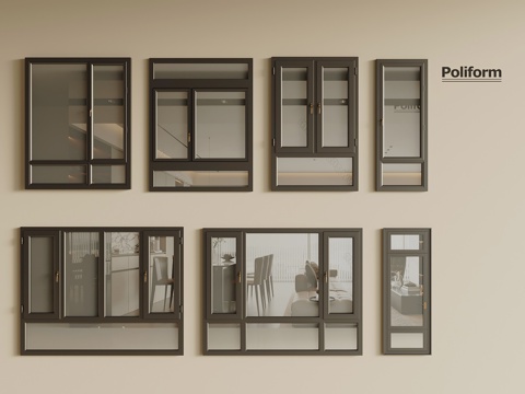 现代简约玻璃窗户 推拉窗 平开窗su模型