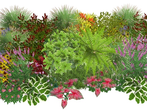 现代花卉植物堆景观组合su模型