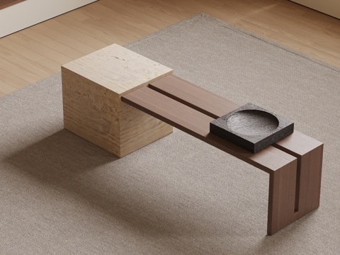 中古风换鞋凳 长条凳su模型