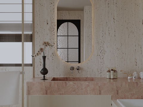  现代法式卫生间 浴室3d模型 