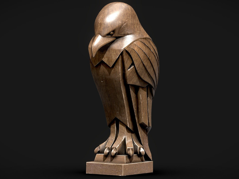 风格化木制鸟su模型