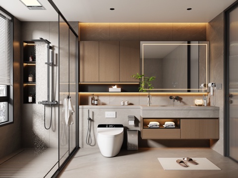  现代意式卫生间3d模型 