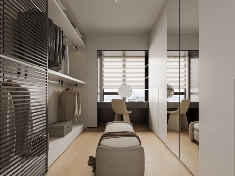 现代衣帽间su模型