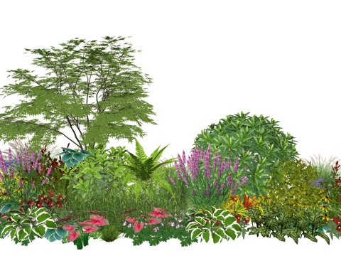 现代花卉植物堆景观组合su模型