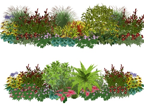 现代花卉植物堆景观组合su模型