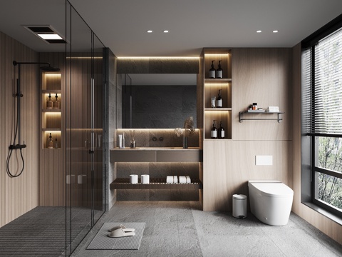  现代卫生间 卫浴柜 淋浴3d模型 