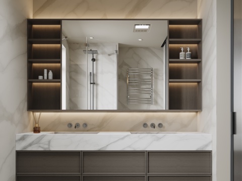 现代洗手间 主卫 马桶 淋浴房 卫生间su模型