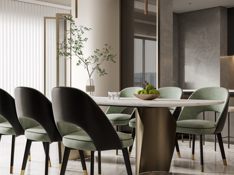 轻奢餐厅su模型