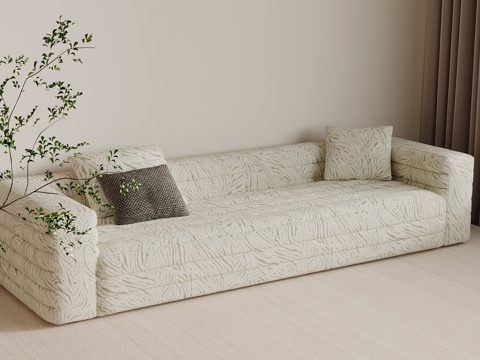 中古风多人沙发 休闲沙发su模型