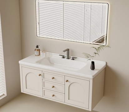 法式浴室柜 洗脸柜 洗衣柜 阳台柜su模型