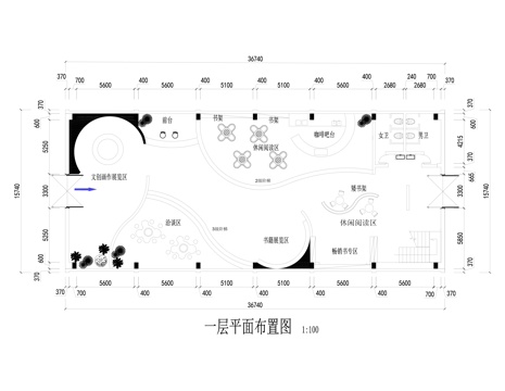 书店平面布置图cad施工图