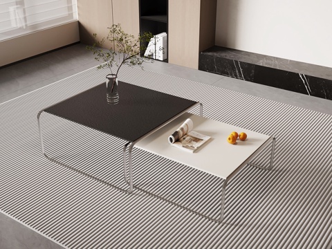 现代意式茶几 金属茶几 简易茶几su模型