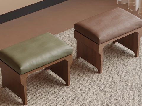现代沙发凳 皮革换鞋凳su模型