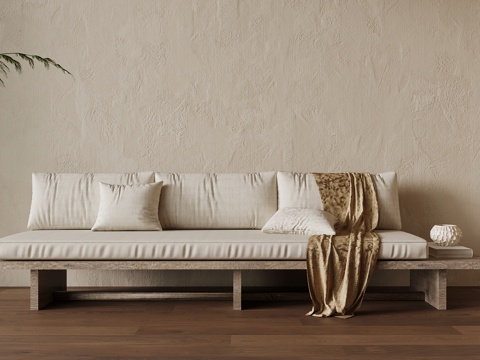 侘寂风多人沙发 休闲沙发su模型