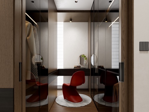  现代意式开放式衣帽间3d模型 