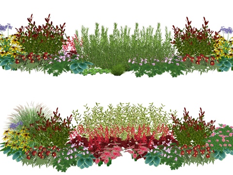 现代花卉植物堆景观组合su模型