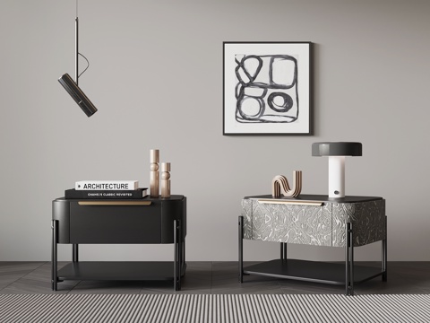 现代意式床头柜su模型