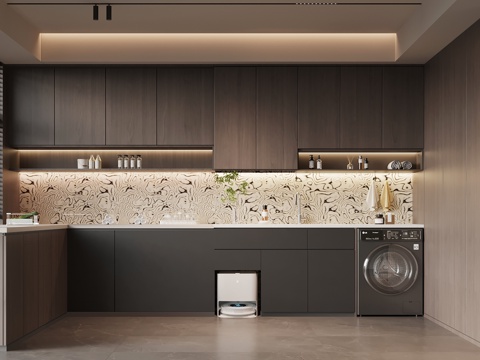 现代意式洗衣房su模型