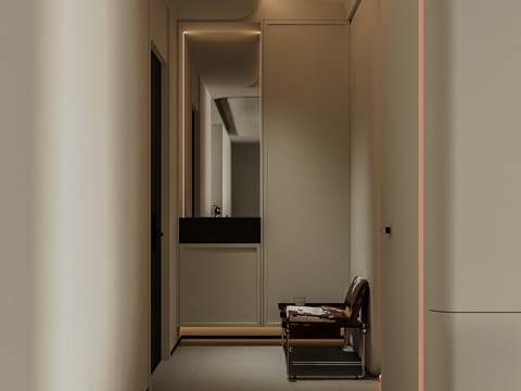 现代奶油风过道 玄关长凳su模型